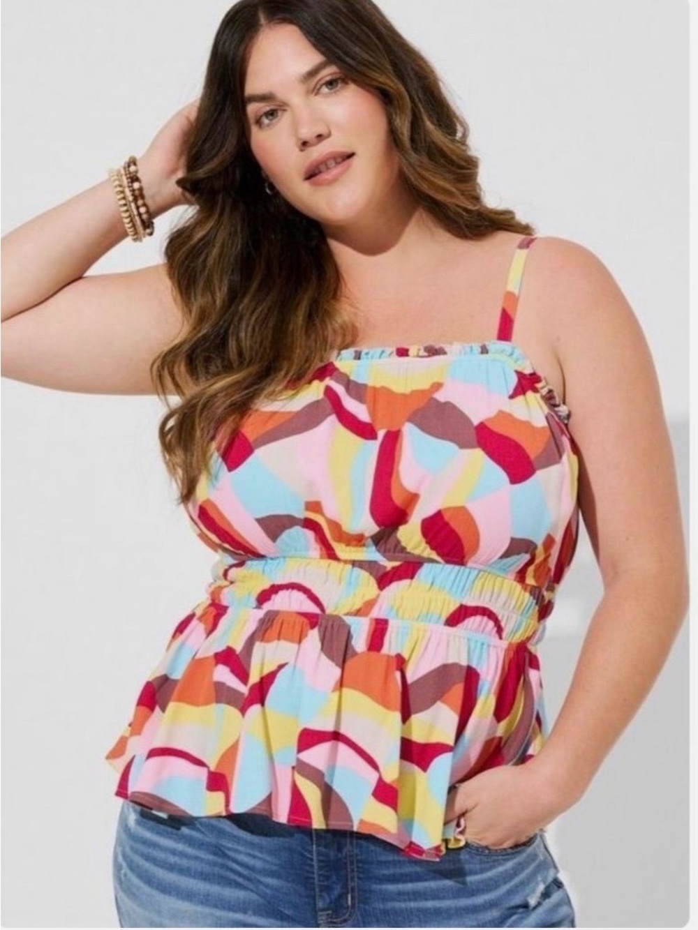 Torrid Multicolor Abstract Print Peplum Tank Top – Women’s Size 1